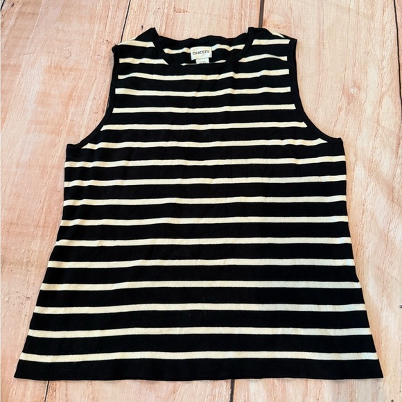 Woman’s Chico’s Size 3 Knit Striped Tank Top 16 Silk XL extra large - Picture 1 of 6